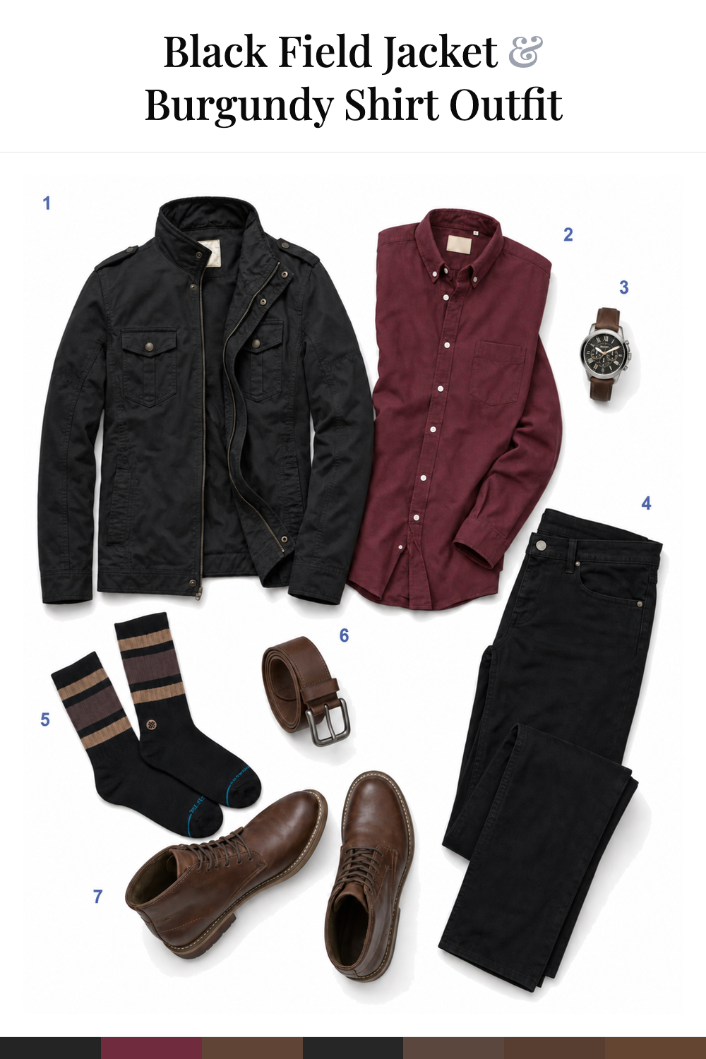 John Cho’s Black Field Jacket & Burgundy Shirt Outfit