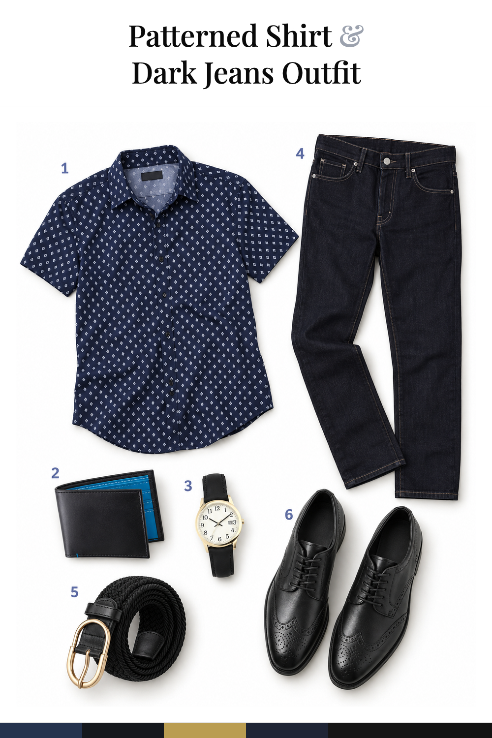 Josh Bowman’s Patterned Shirt & Dark Jeans Outfit