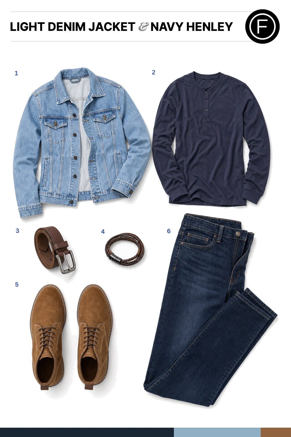Josh Duhamel’s Light Denim Jacket & Navy Henley Outfit