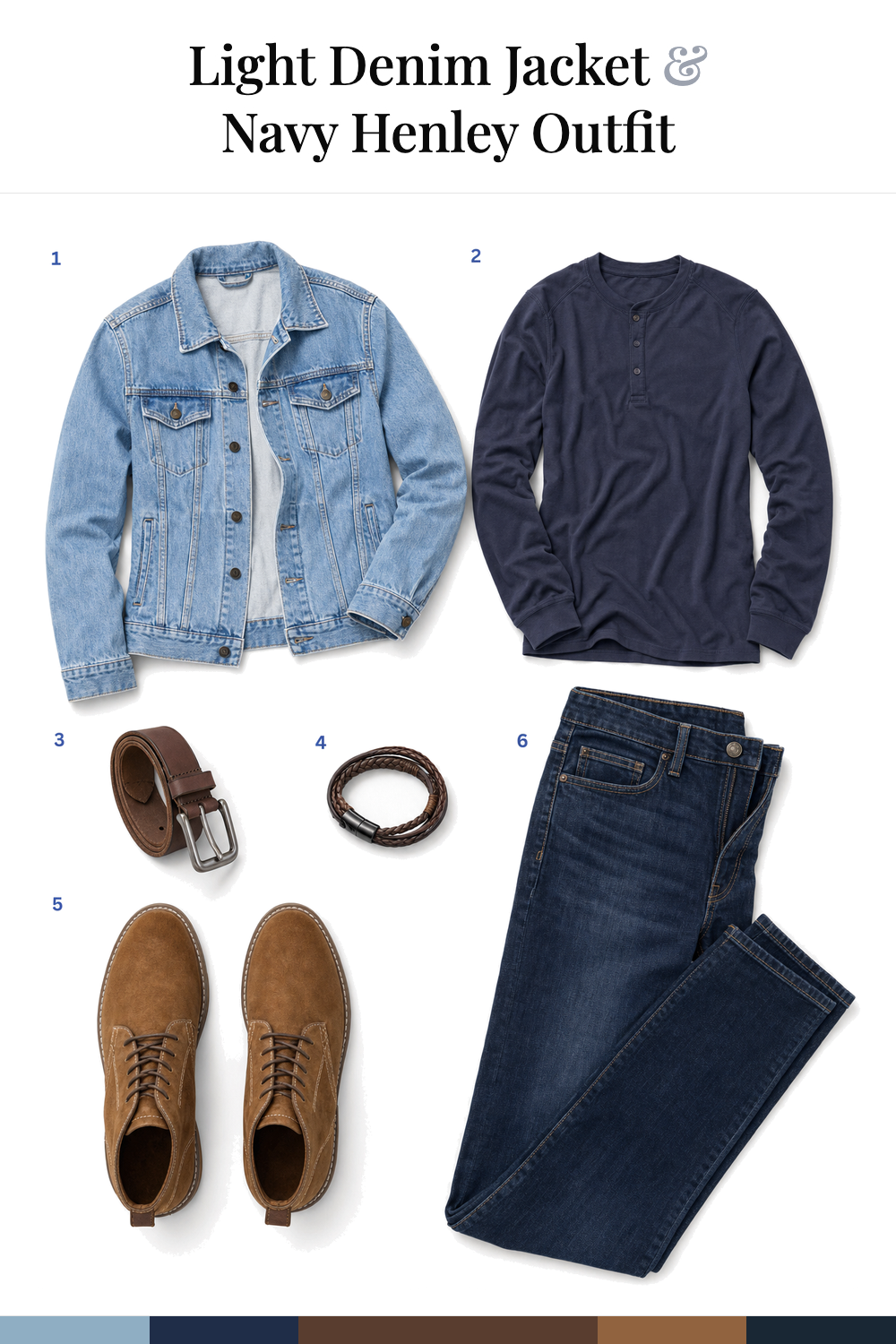 Josh Duhamel’s Light Denim Jacket & Navy Henley Outfit