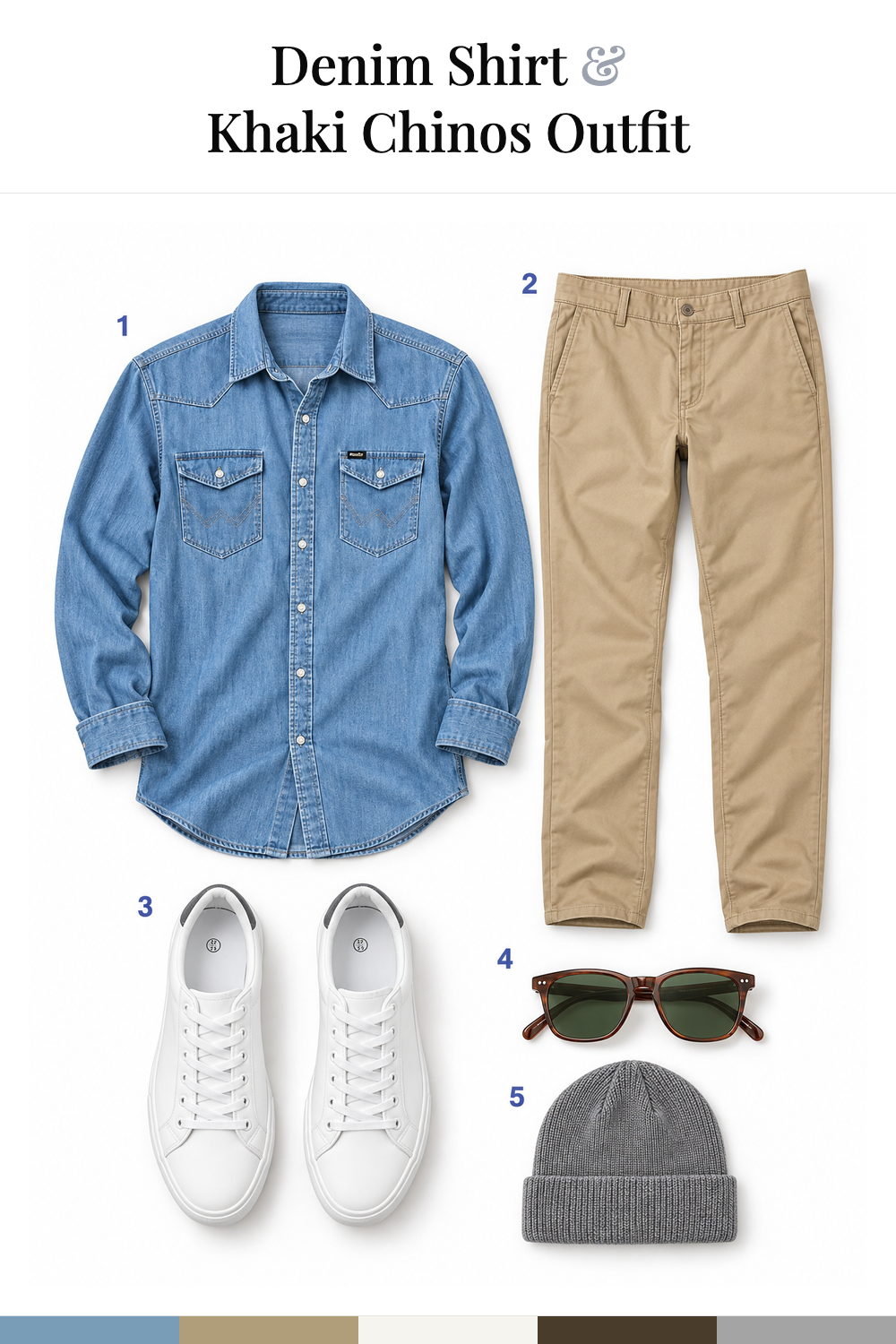 Justin Timberlake’s Denim Shirt & Khaki Chinos Outfit