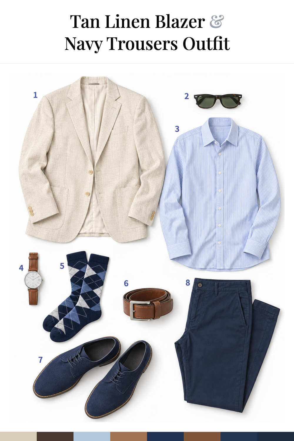 Justin Timberlake’s Tan Linen Blazer & Navy Trousers Outfit