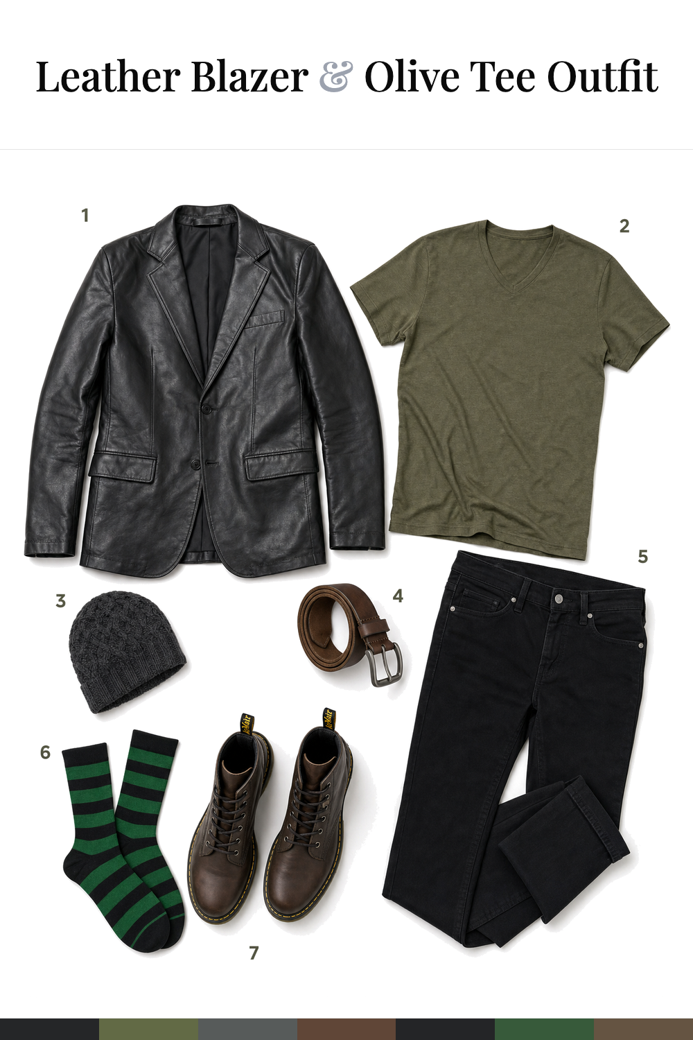 Kellan Lutz’s Leather Blazer & Olive Tee Outfit