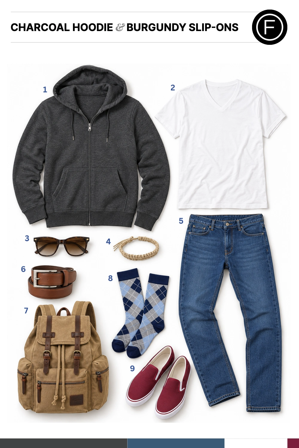 Liam Hemsworth’s Charcoal Hoodie & Burgundy Slip-Ons Outfit