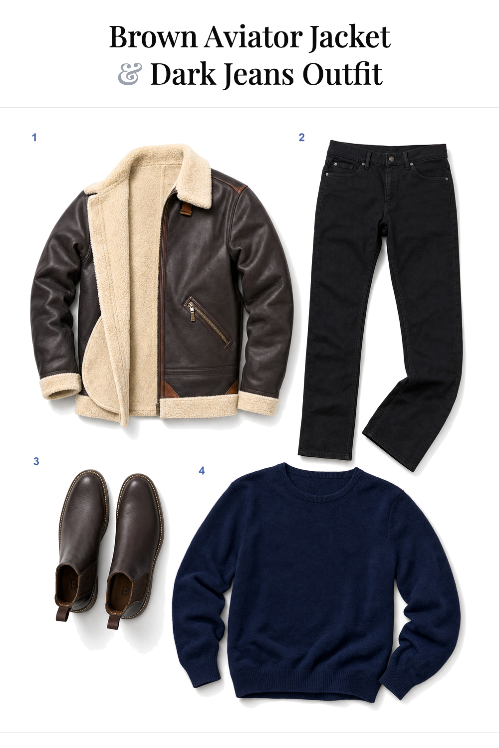 Luke Evans’s Brown Aviator Jacket & Dark Jeans Outfit