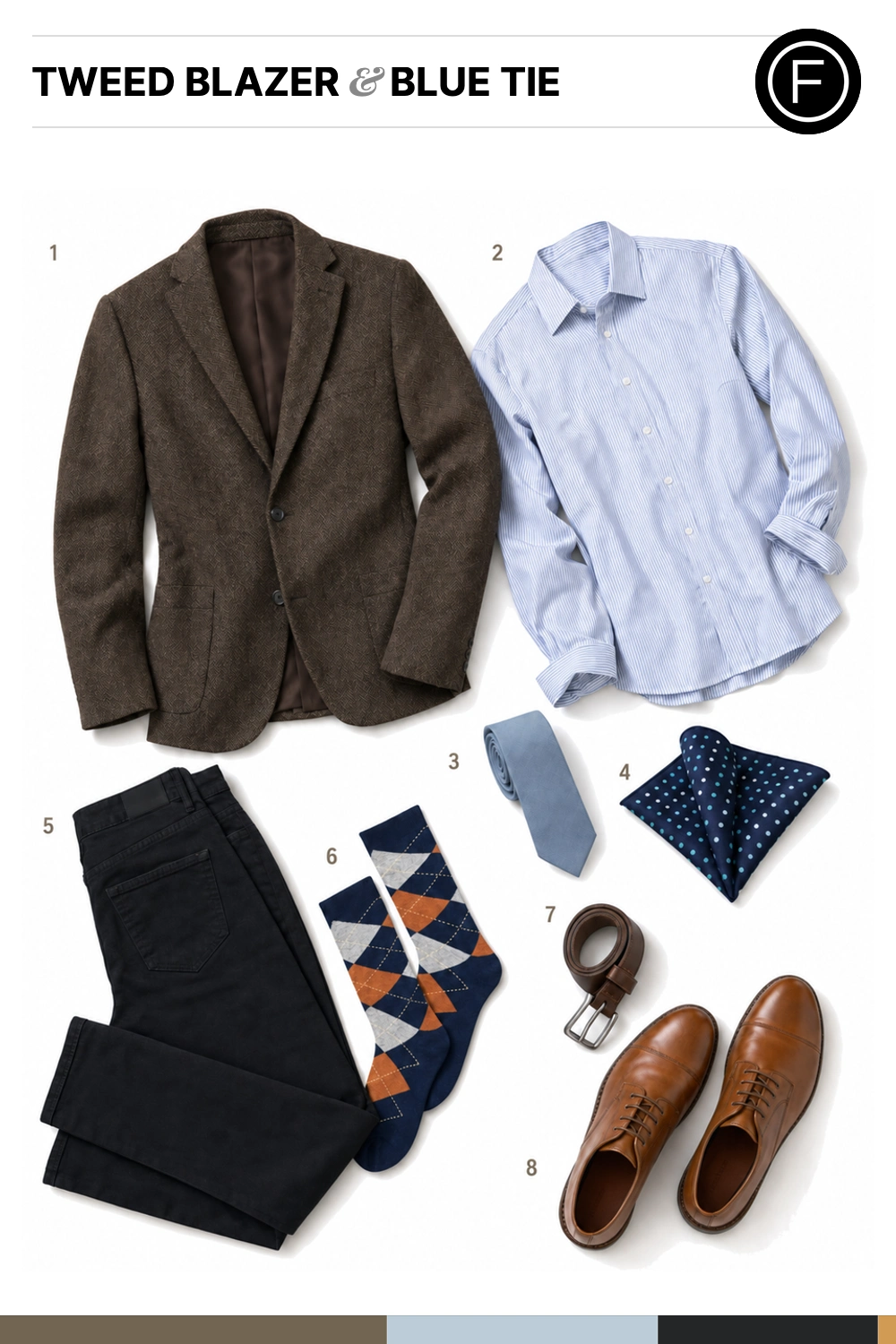 Matt Bomer’s Tweed Blazer & Blue Tie Outfit