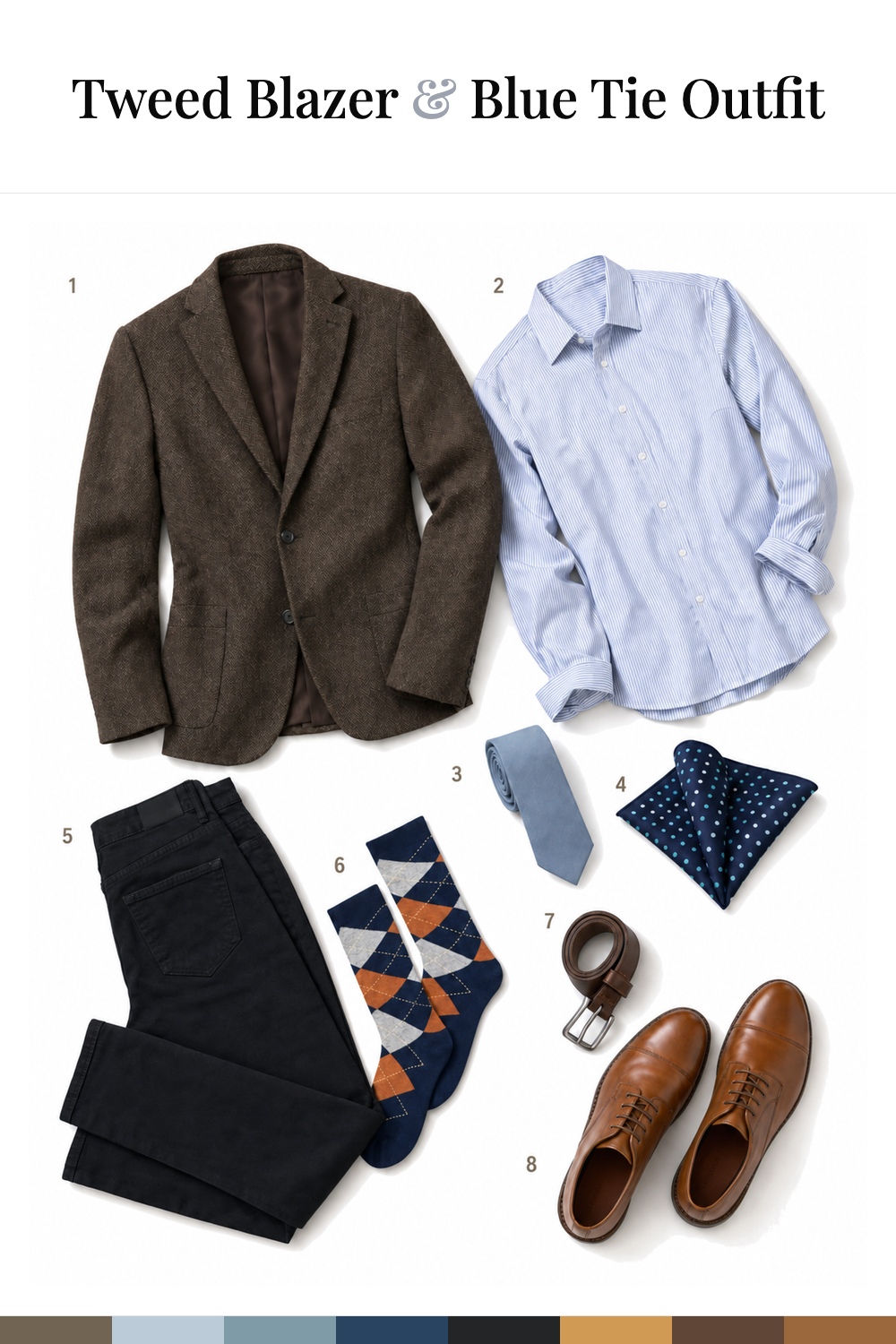 Matt Bomer’s Tweed Blazer & Blue Tie Outfit