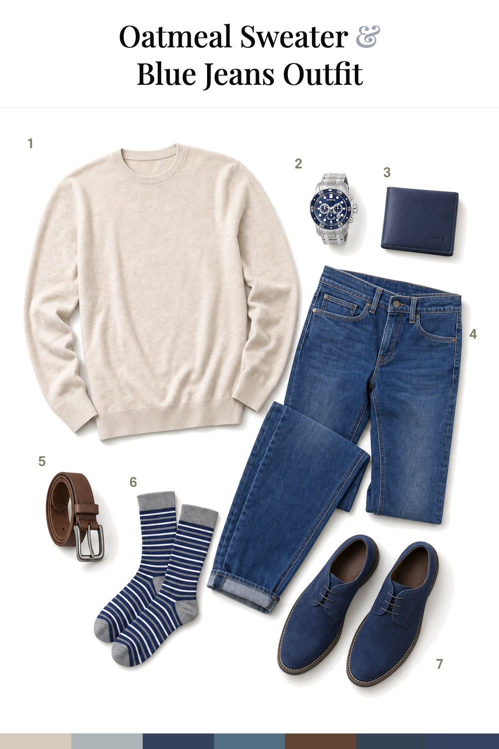 Michael B. Jordan’s Oatmeal Sweater & Blue Jeans Outfit