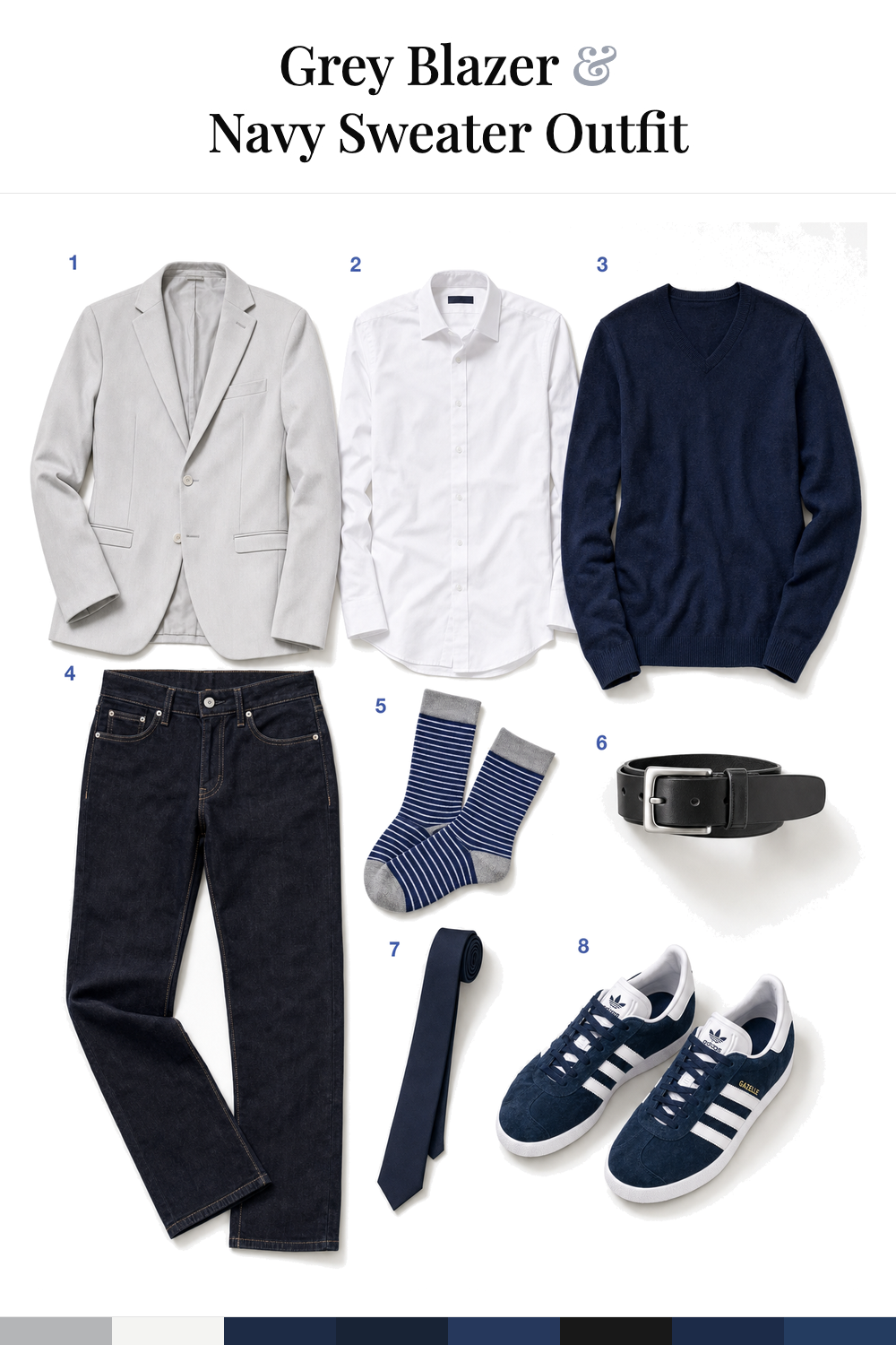 Michael Bublé’s Grey Blazer & Navy Sweater Outfit