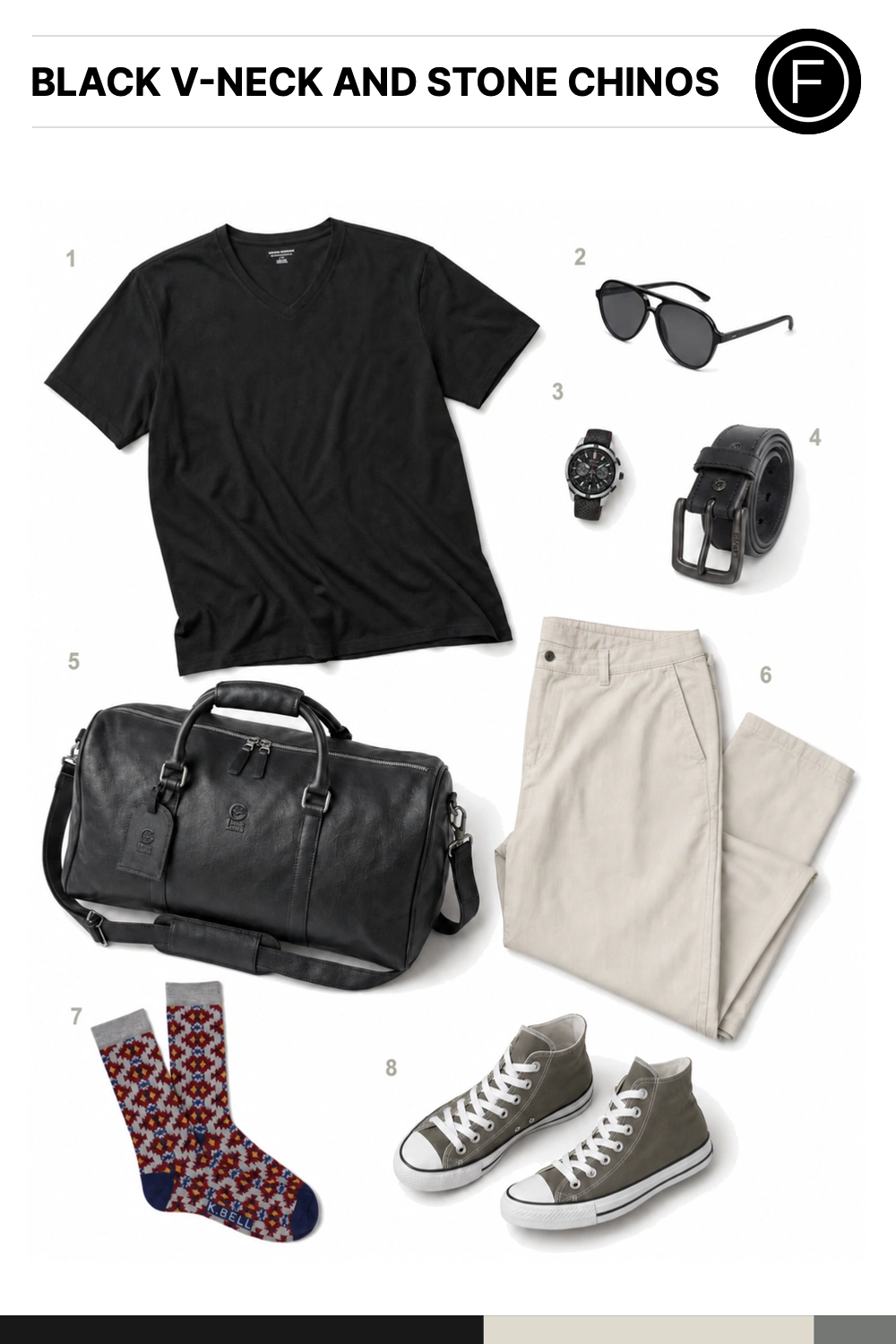 Michael Fassbender’s Black V-Neck and Stone Chinos Outfit
