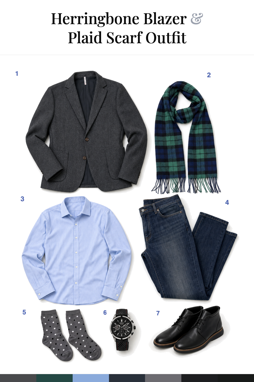 Michael Strahan’s Herringbone Blazer & Plaid Scarf Outfit