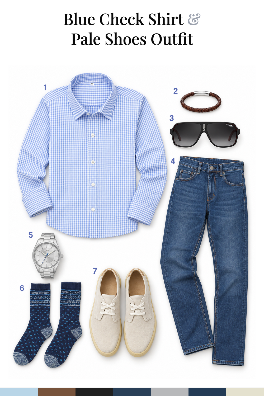 Nick Jonas’s Blue Check Shirt & Pale Shoes Outfit