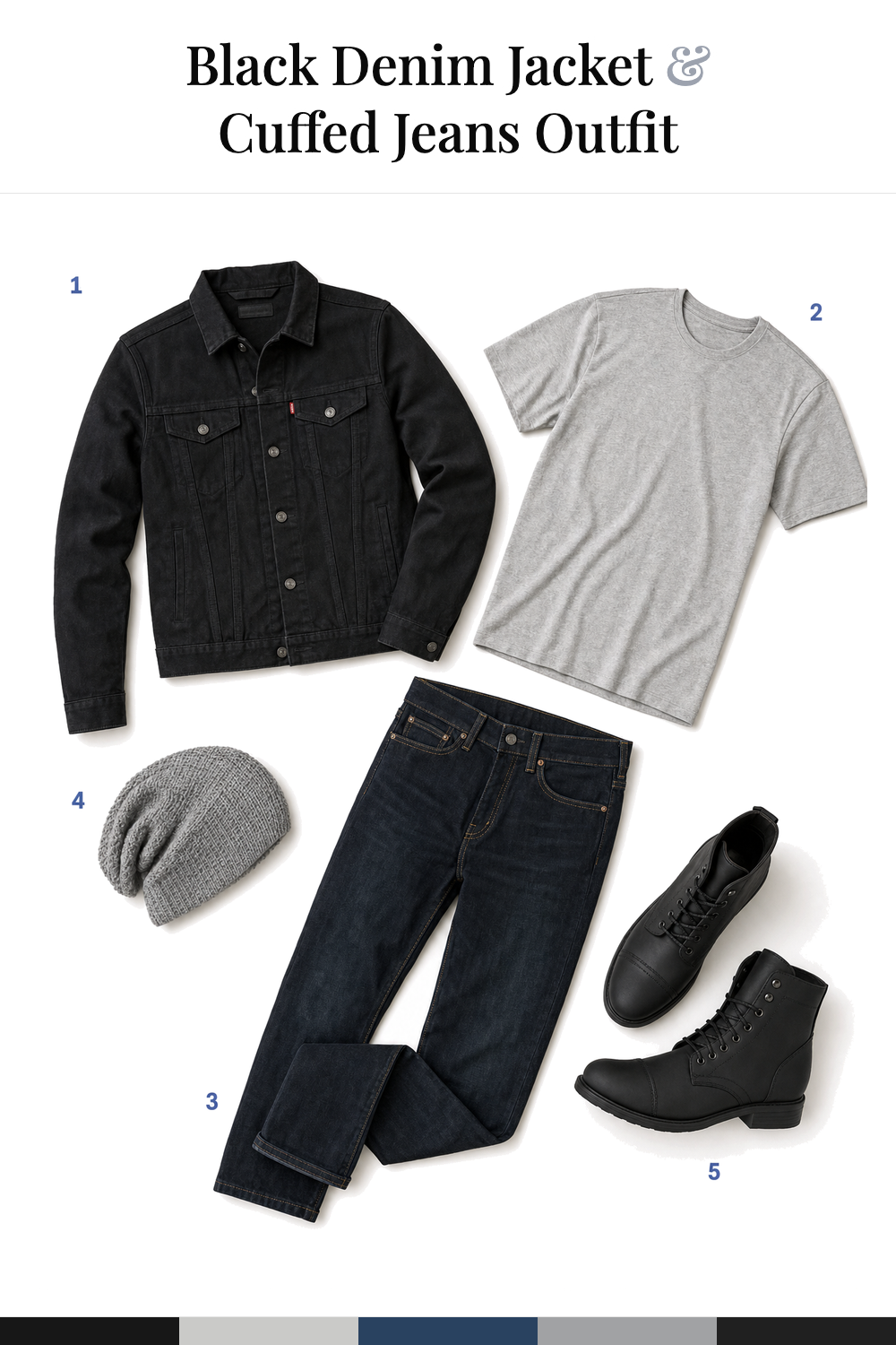 Paul Wesley’s Black Denim Jacket & Cuffed Jeans Outfit