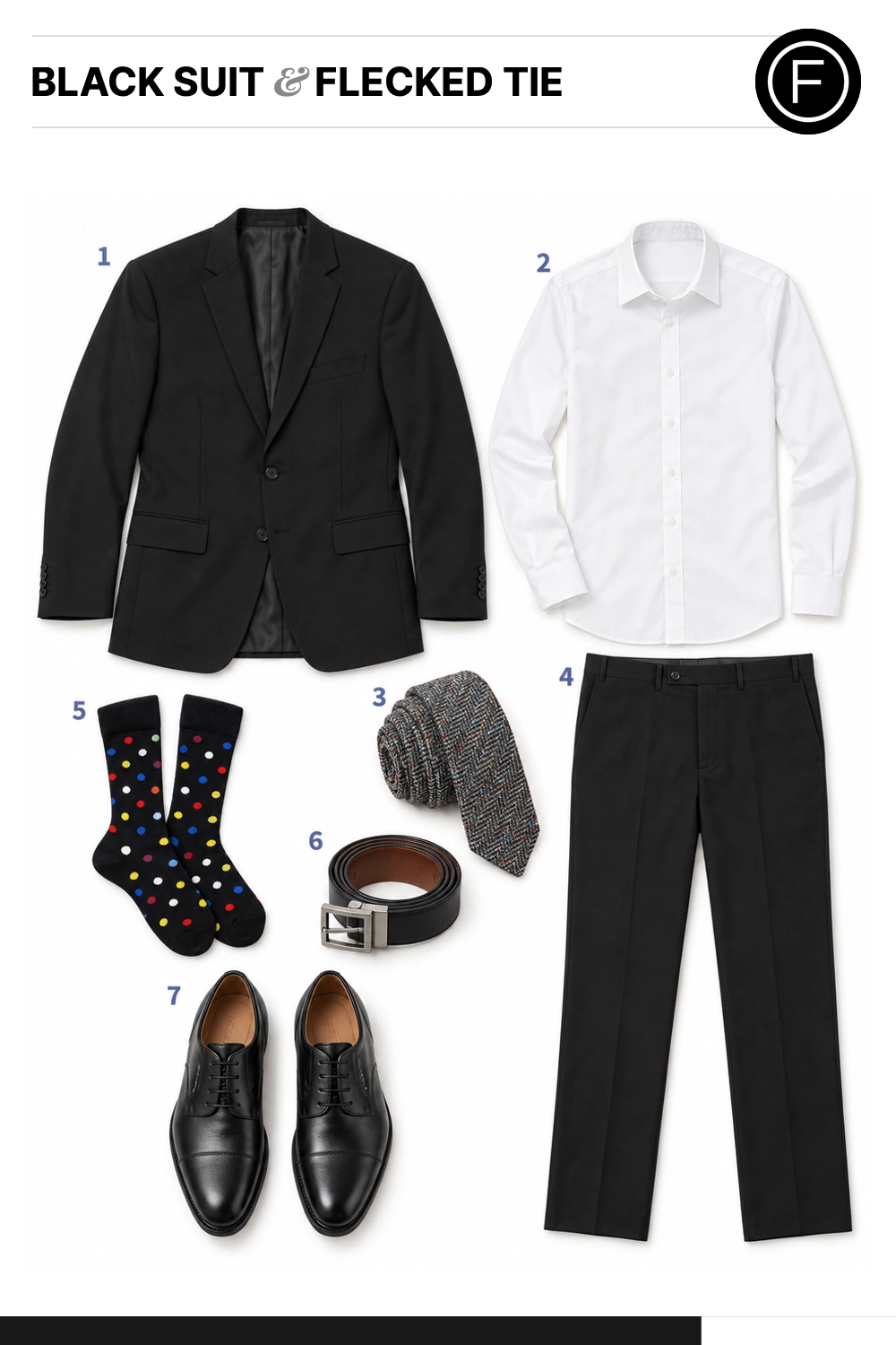 Robert Pattinson’s Black Suit & Flecked Tie Outfit