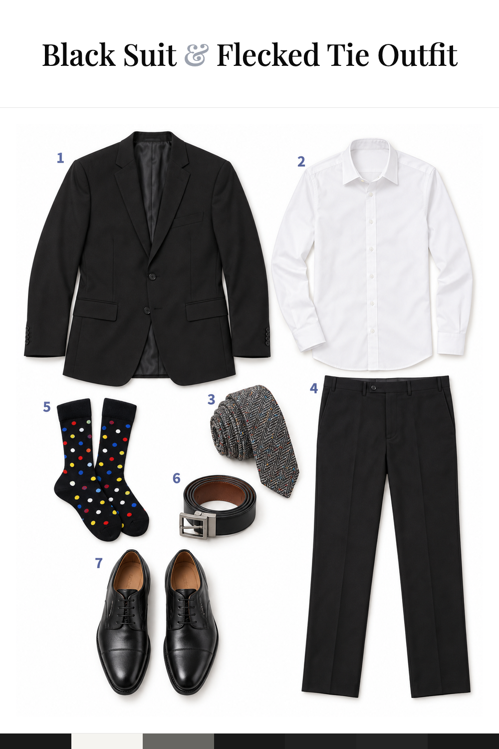 Robert Pattinson’s Black Suit & Flecked Tie Outfit
