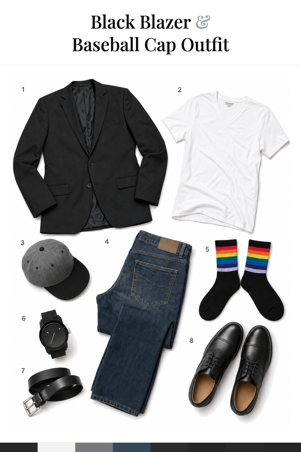 Russell Wilson’s Black Blazer & Baseball Cap Outfit