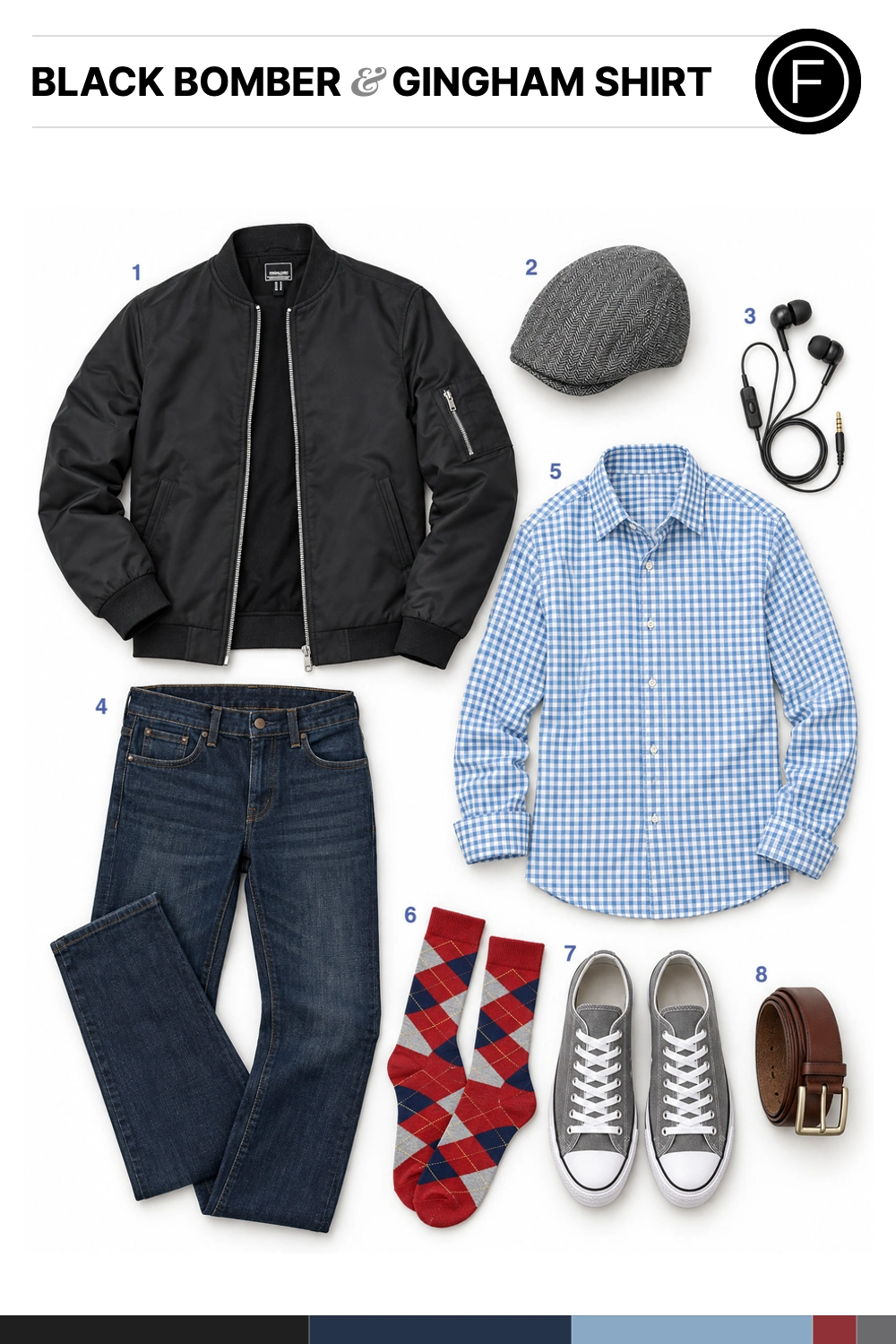 Ryan Reynolds’s Black Bomber & Gingham Shirt Outfit