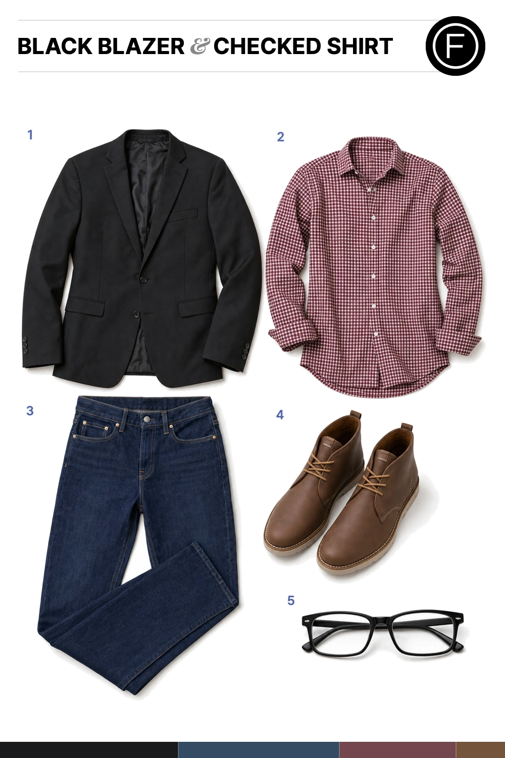 Simon Baker’s Black Blazer & Checked Shirt Outfit