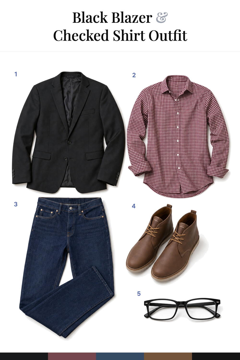 Simon Baker’s Black Blazer & Checked Shirt Outfit