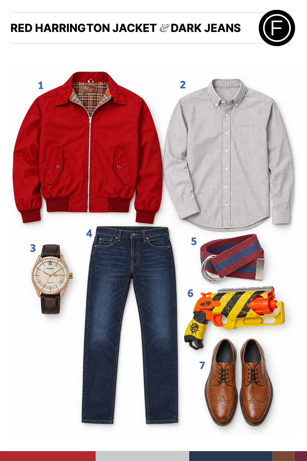 Steven Yeun’s Red Harrington Jacket & Dark Jeans Outfit