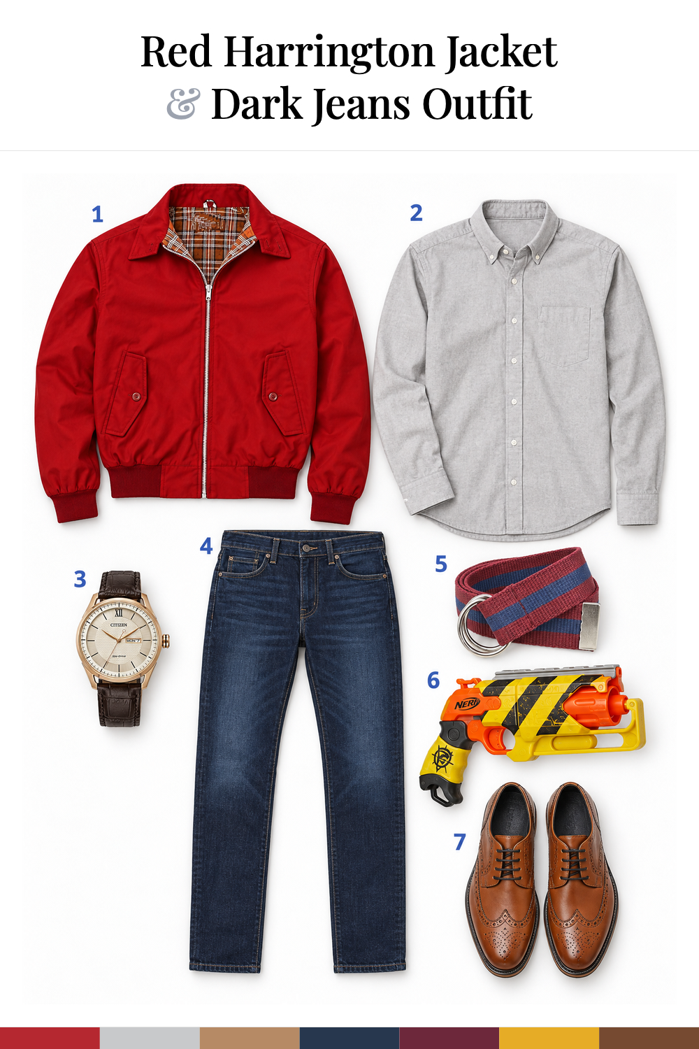 Steven Yeun’s Red Harrington Jacket & Dark Jeans Outfit