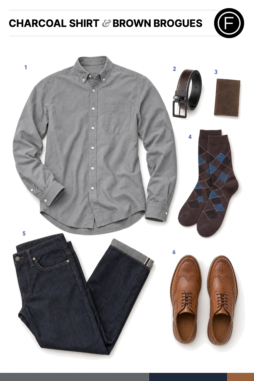 Taylor Lautner’s Charcoal Shirt & Brown Brogues Outfit