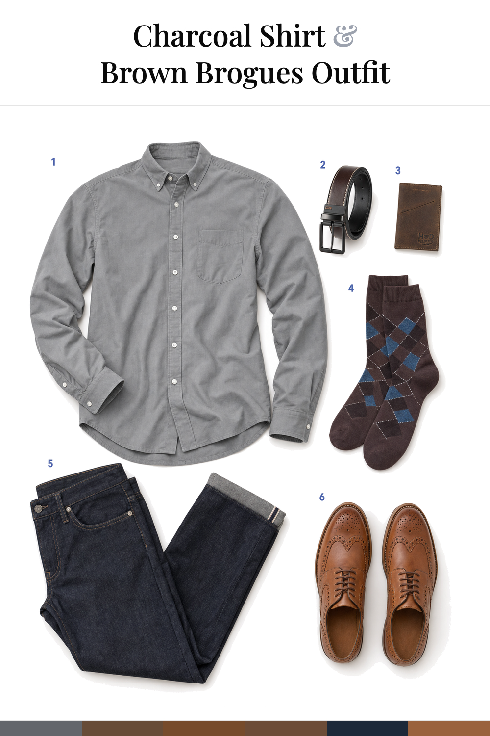 Taylor Lautner’s Charcoal Shirt & Brown Brogues Outfit