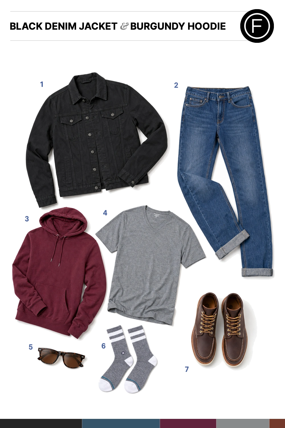 Zac Efron’s Black Denim Jacket & Burgundy Hoodie Outfit