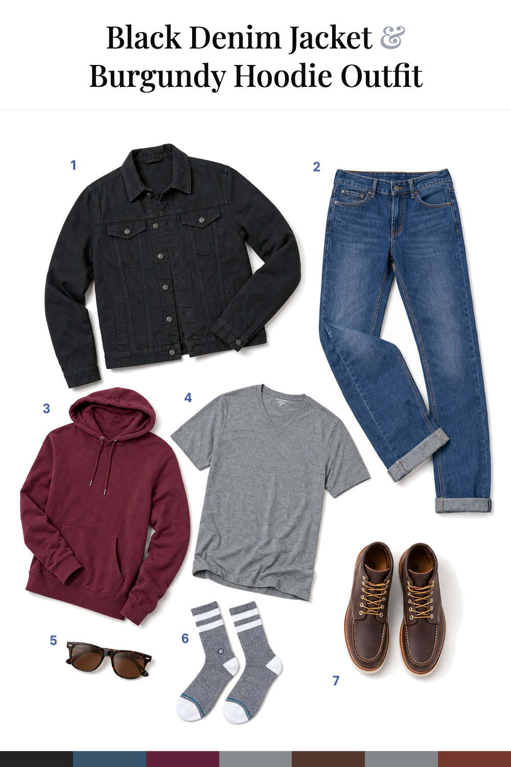Zac Efron’s Black Denim Jacket & Burgundy Hoodie Outfit
