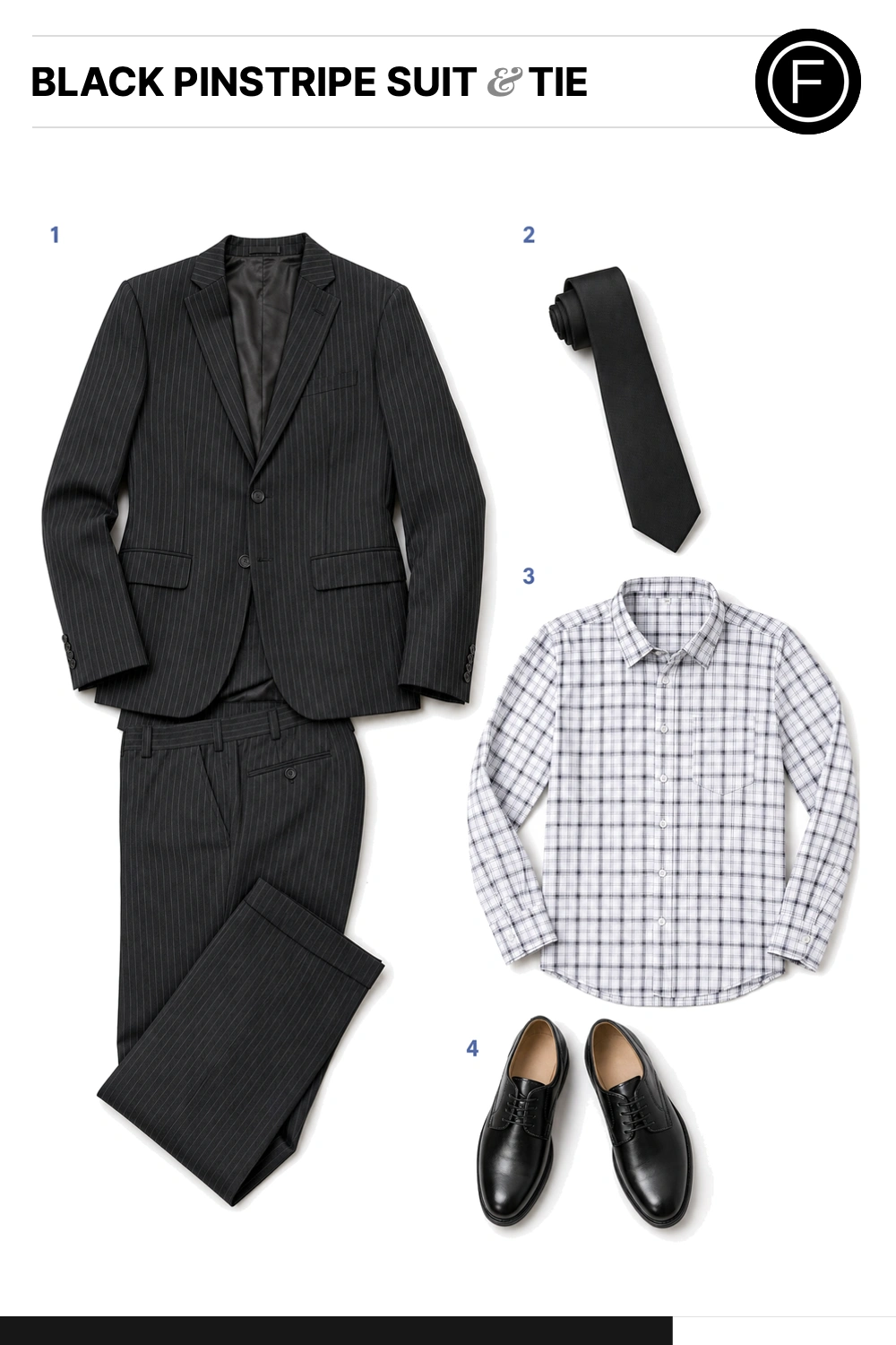 Zac Efron’s Black Pinstripe Suit & Tie Outfit