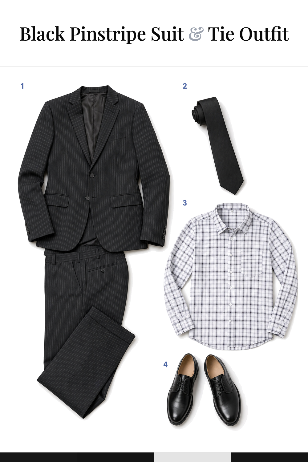 Zac Efron’s Black Pinstripe Suit & Tie Outfit