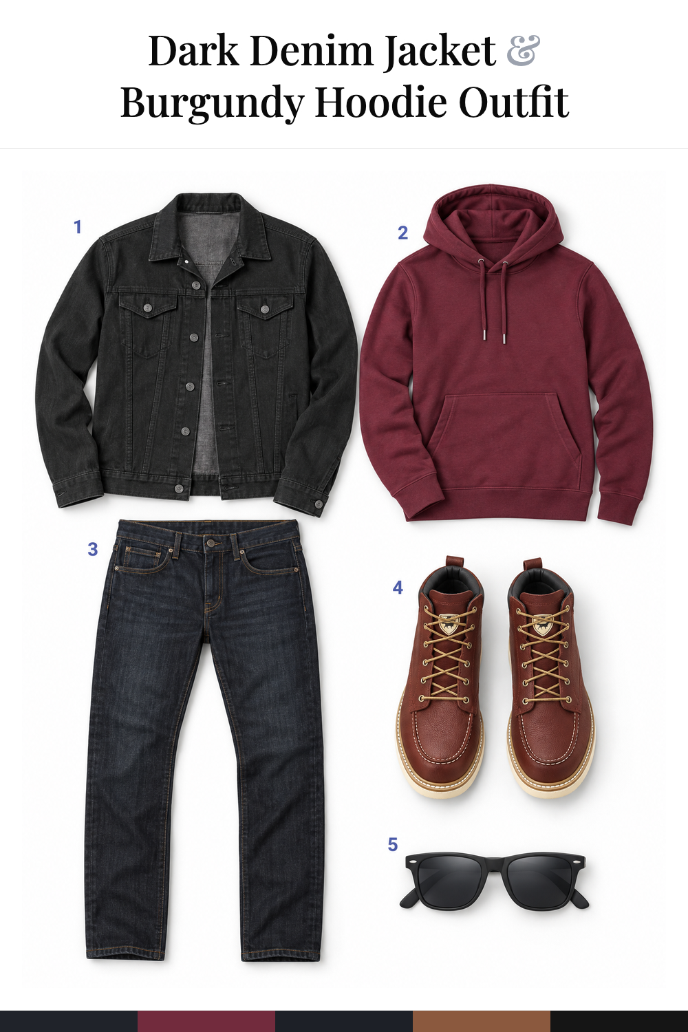 Zac Efron’s Dark Denim Jacket & Burgundy Hoodie Outfit