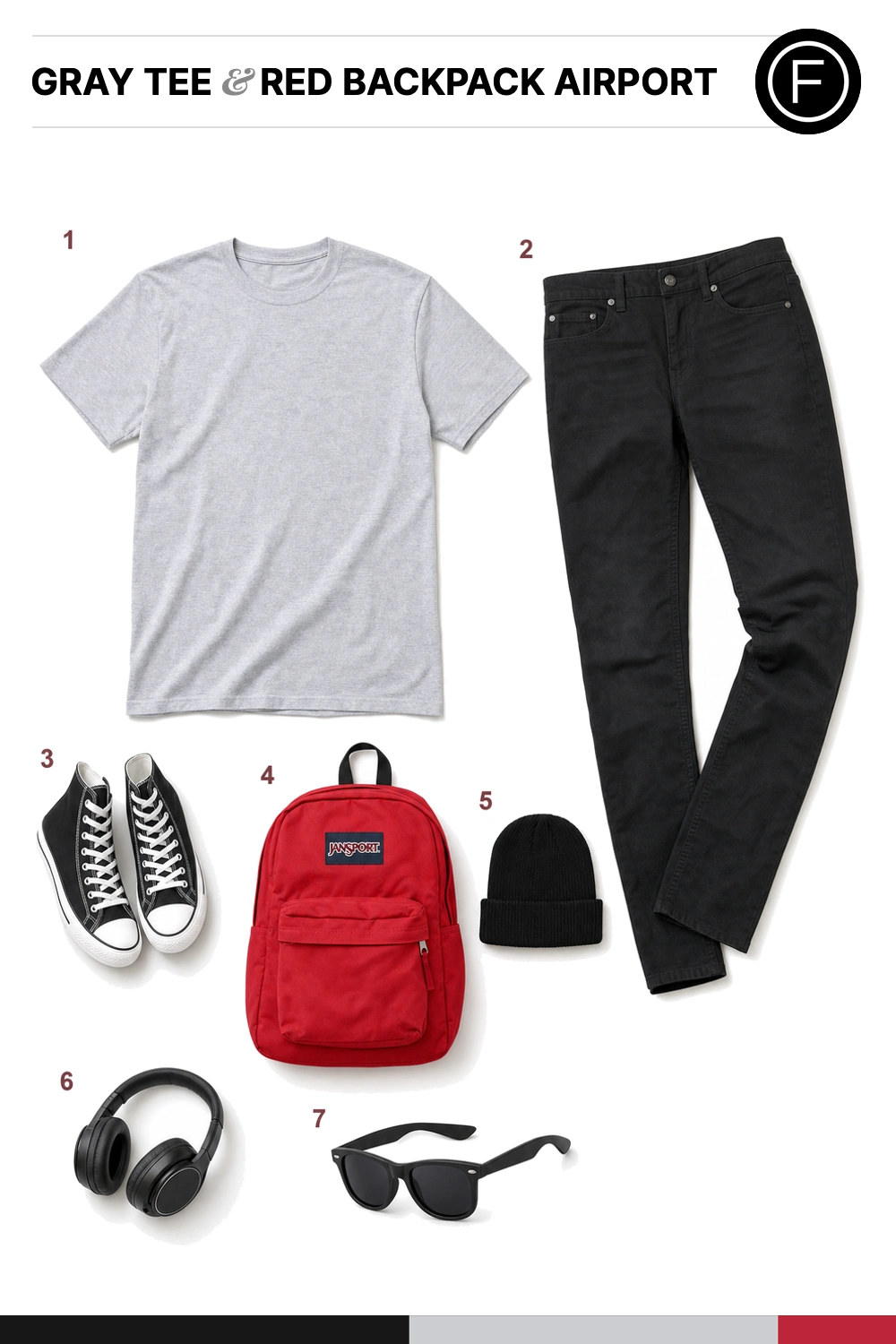 Zac Efron’s Gray Tee & Red Backpack Airport Outfit