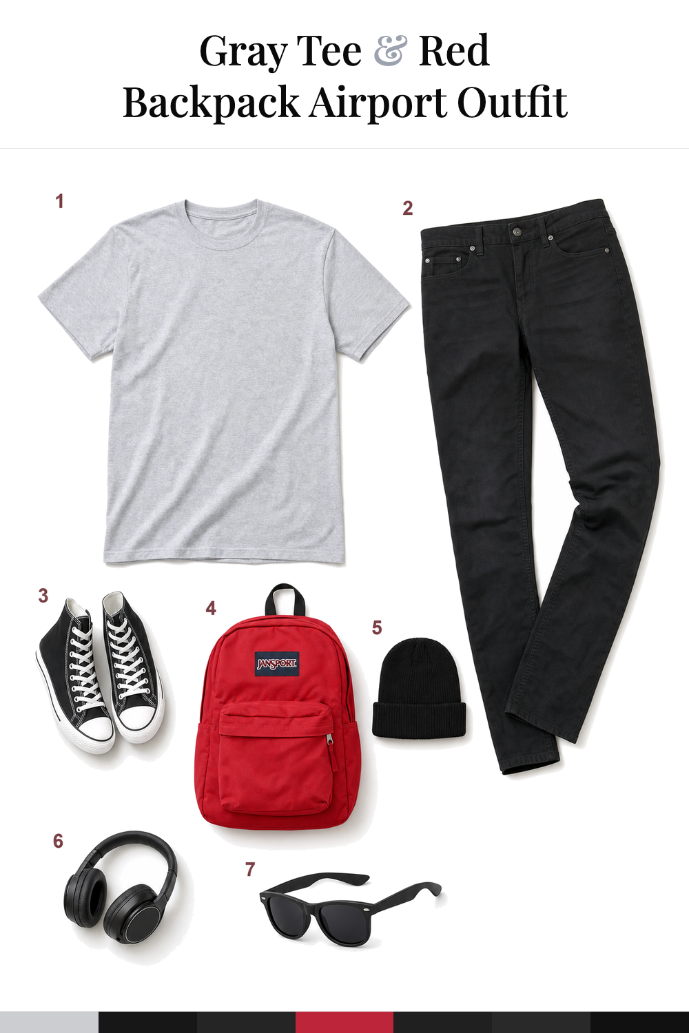 Zac Efron’s Gray Tee & Red Backpack Airport Outfit