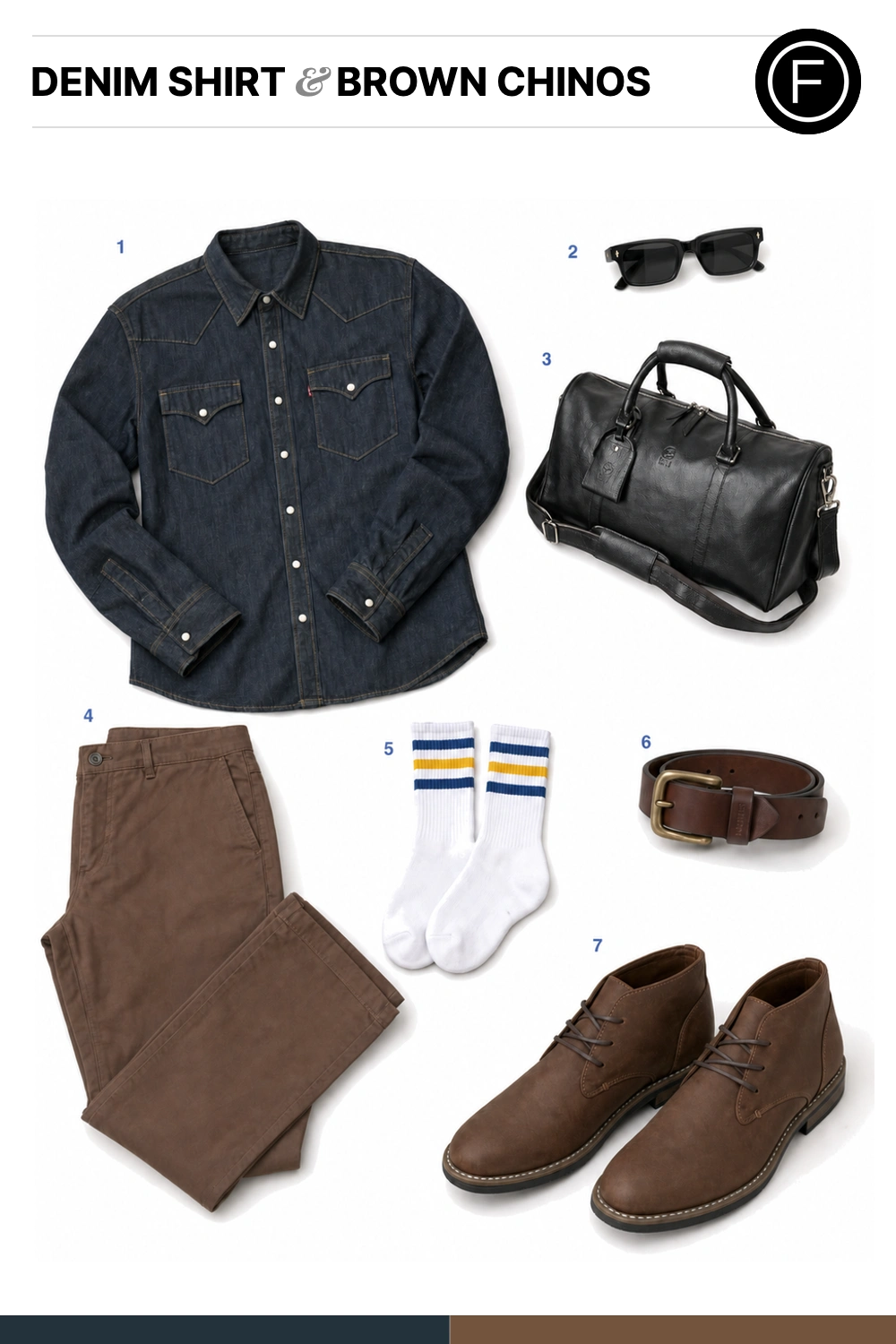 Zac Efron’s Denim Shirt & Brown Chinos Outfit