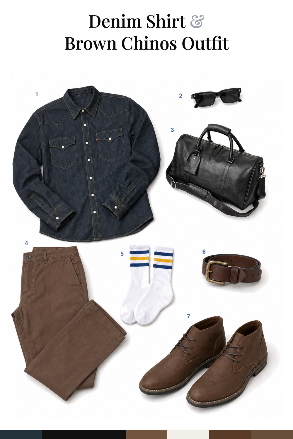 Zac Efron’s Denim Shirt & Brown Chinos Outfit